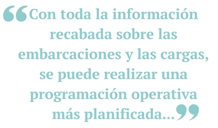 Con toda la información recabada sobre las embarcaciones y las cargas, se puede realizar una programación operativa más planificada...